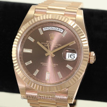 Rolex President Day Date 40 Ref 228235 Rose Gold Chocolate Baguette Dial Rolex President Day Date 40 Ref 228235 Rose Gold Chocolate Baguette Dial